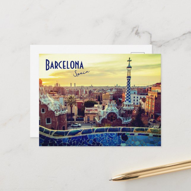 Barcelona, Spanien - Park Guell Postcard Postkarte (Vorderseite/Rückseite Beispiel)