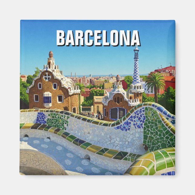 Barcelona Spanien Park Güell Travel Magnet (Vorne)