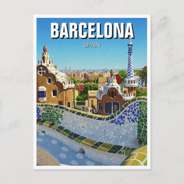 Barcelona Spanien Park Güell Travel Postkarte (Vorderseite)