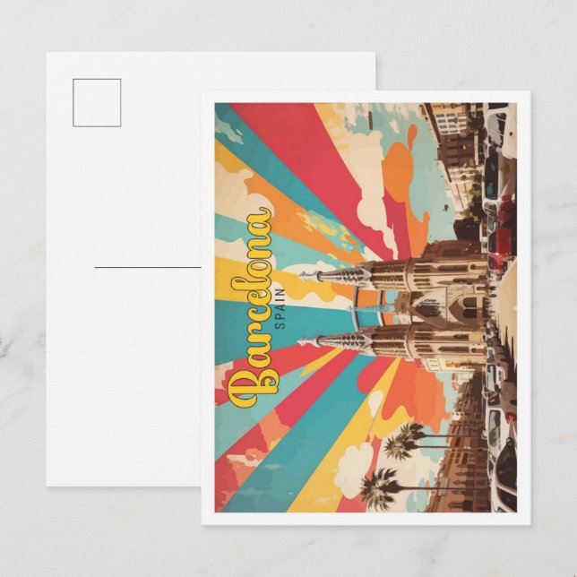 Barcelona Spanien Pop Kunst, Dichtung und Musik Postkarte (Vorne/Hinten)
