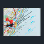 Barcelona, Spanien Postkarte<br><div class="desc">Barcelona,  Spanien mit einem roten Push-Pin auf der Karte</div>