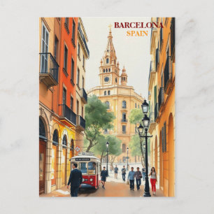 barcelona spanien Reise Kunst Vintage Postkarte