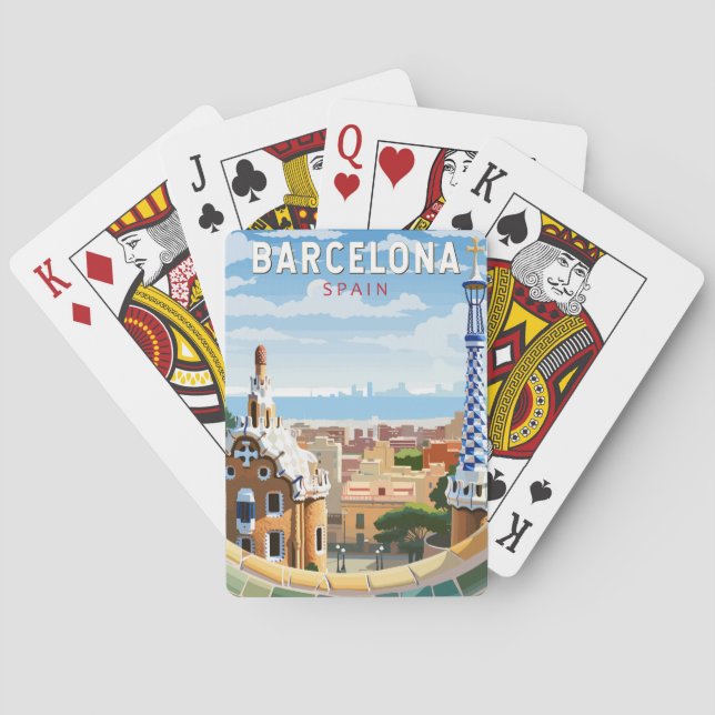 Barcelona Spanien Reisen Kunst Vintag Spielkarten (Rückseite)