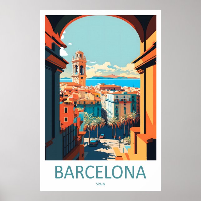 Barcelona Spanien Reiseplakat 1 Poster (Vorne)