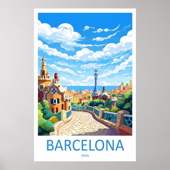 Barcelona Spanien Reiseplakat 2 Poster (Vorne)
