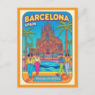 Barcelona Spanien Retro 1990er Reise  Postkarte