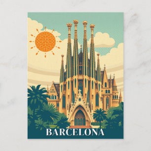 Barcelona Spanien Retro-Reise Abstrakt Postkarte