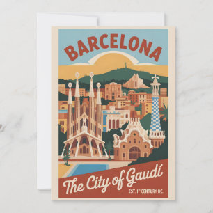 Barcelona Spanien Retro-Silhouette Stadtansicht Re Feiertagskarte