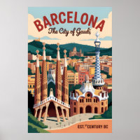 Barcelona Spanien Retro-Silhouette Stadtansicht Re
