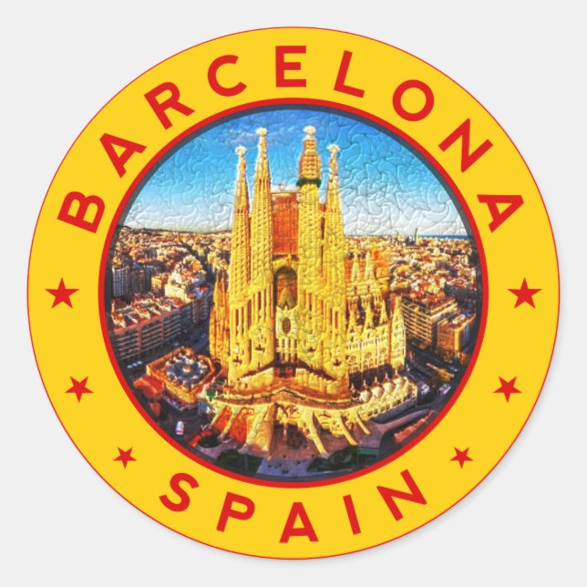 Barcelona Spanien Runder Aufkleber (Vorderseite)