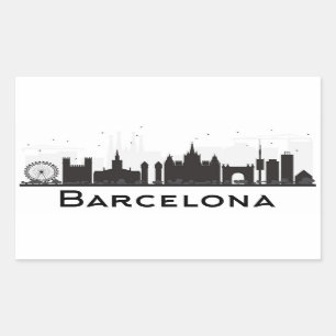Barcelona, Spanien   schwarze u. weiße Rechteckiger Aufkleber