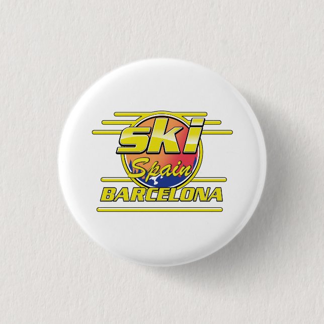 Barcelona Spanien - Ski-Logo Button (Vorderseite)
