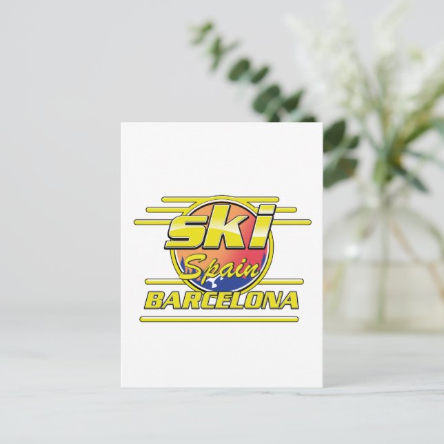 Barcelona Spanien - Ski-Logo Postkarte (Stehend Vorderseite)