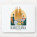 Barcelona Spanien Skyline Mousepad<br><div class="desc">Atemberaubendes und einzigartiges Barcelona Spanien Skyline Mouse Pad,  das die berühmten Sehenswürdigkeiten und Gebäude der spanischen Stadt zeigt. Ein großartiges Souvenirgeschenk für jeden Touristen,  Katalanen und jeden Liebsten. Kaufen Sie noch heute Ihren. Phantastische Barcelona Geschenkidee am Geburtstag oder Weihnachten.</div>