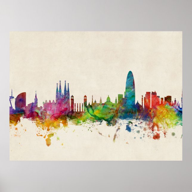 Barcelona Spanien Skyline Poster (Vorne)
