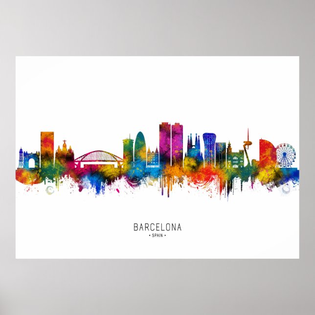Barcelona Spanien Skyline Poster (Vorne)