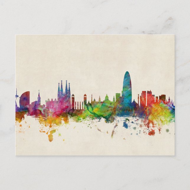 Barcelona Spanien Skyline Postkarte (Vorderseite)