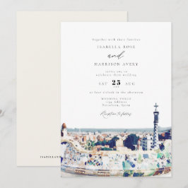 BARCELONA Spanien Skyline Reiseziel Hochzeit Einladung