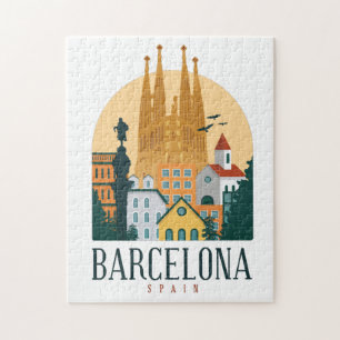 Barcelona Spanien Skyline Retro