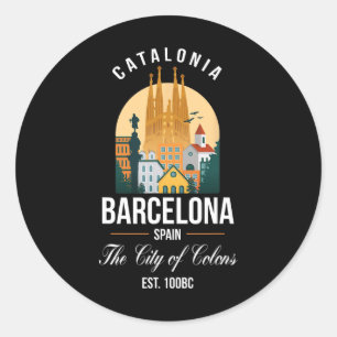 Barcelona Spanien Skyline Souvenirs Familienurlaub Runder Aufkleber
