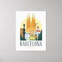 Barcelona Spanien Skyline Stretched Canvas Print