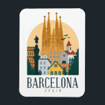 Barcelona Spanien Skyline Vintages Foto Magnet<br><div class="desc">Atemberaubendes und einzigartiges Barcelona Spanien Skyline Magnet mit den berühmten Sehenswürdigkeiten und Gebäude der spanischen Stadt. Ein großartiges Souvenirgeschenk für jeden Touristen,  Katalanen und jeden Liebsten. Kaufen Sie noch heute Ihren. Phantastische Barcelona Geschenkidee am Geburtstag oder Weihnachten.</div>