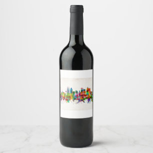 Barcelona Spanien Skyline Weinetikett