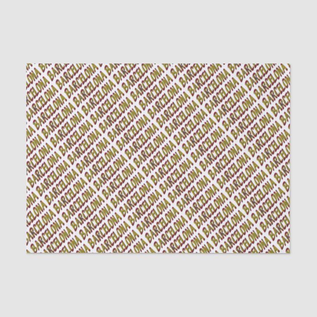 Barcelona Spanien - Spanische Flaggentypografie Seidenpapier (Vorderseite)
