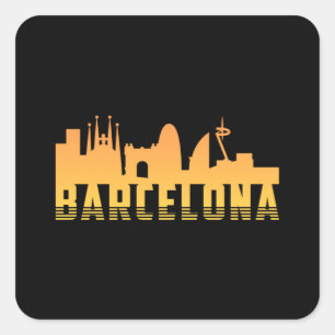 Barcelona Spanien Stadt Skyline Stadtscape Funny G Quadratischer Aufkleber