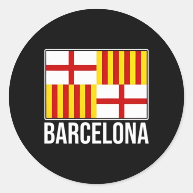 Barcelona - Spanien - Stadtflagge Katalonien Runder Aufkleber (Vorderseite)