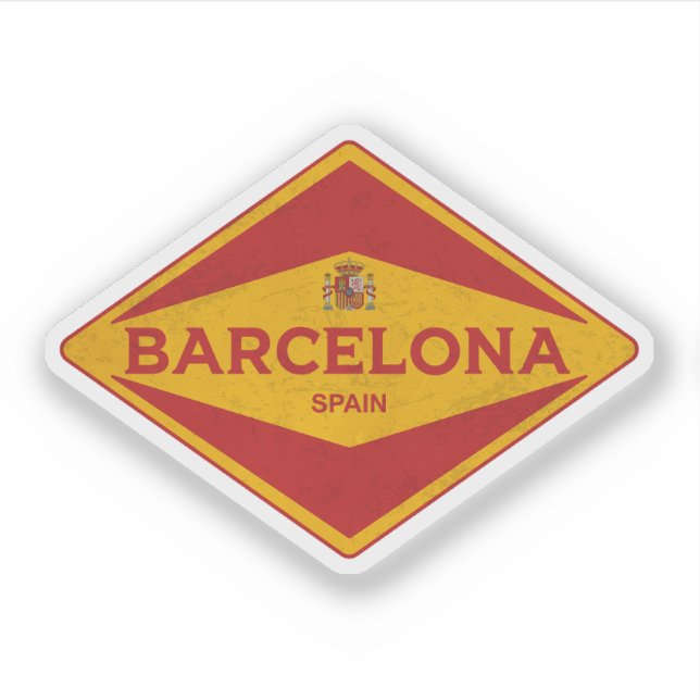 Barcelona Spanien Vintag Aufkleber (Vorderseite)