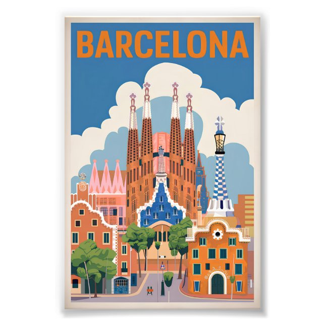 Barcelona Spanien Vintag Fotodruck (Vorne)