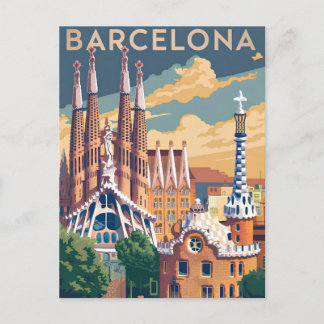 Barcelona Spanien Vintag Postkarte