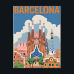 Barcelona Spanien Vintag Postkarte<br><div class="desc">Barcelona Spanien Vintag</div>