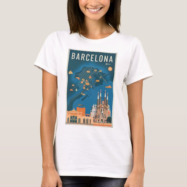 Barcelona Spanien Vintag T-Shirt (Vorderseite)