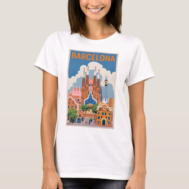 Barcelona Spanien Vintag T-Shirt (Vorderseite)