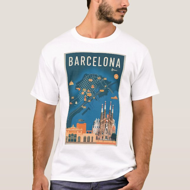 Barcelona Spanien Vintag T-Shirt (Vorderseite)