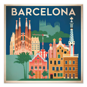 Barcelona Spanien vintage Fotodruck
