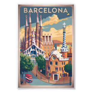 Barcelona Spanien vintage Fotodruck