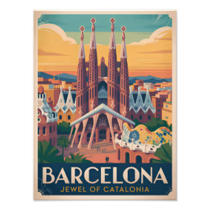 Barcelona Spanien vintage Fotodruck