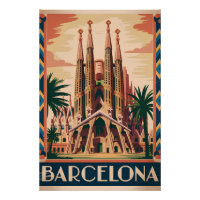 Barcelona Spanien Vintage Poster