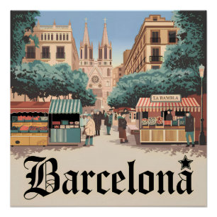 Barcelona Spanien vintage Poster