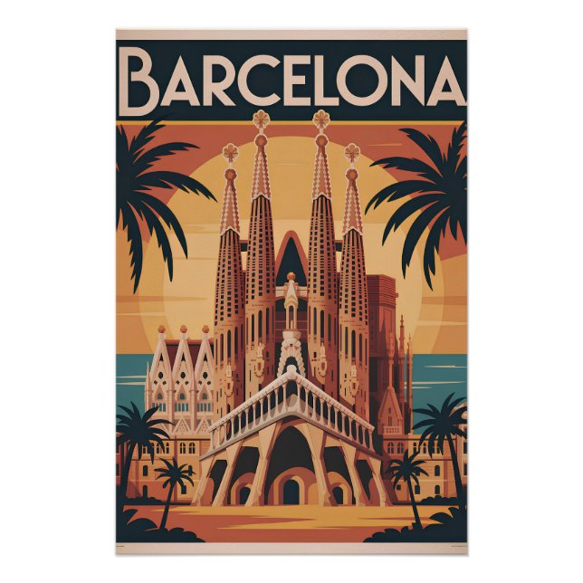 Barcelona Spanien vintage Poster (Vorderseite)