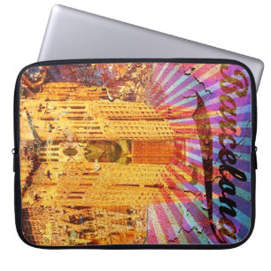 Barcelona, Spanien, Vintage Poster Laptopschutzhülle