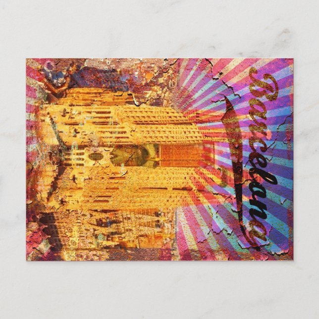 Barcelona, Spanien, Vintage Poster Postkarte (Vorderseite)