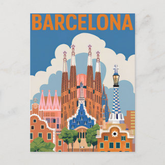 Barcelona Spanien vintage Postkarte