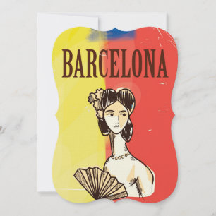 Barcelona Spanien Vintage Reiseplakat Einladung