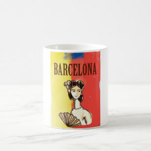 Barcelona Spanien Vintage Reiseplakat Kaffeetasse