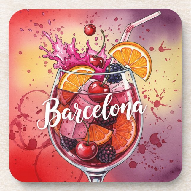 Barcelona, Spanien, von Natasha Us Getränkeuntersetzer (Vorderseite)