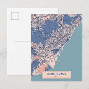 Barcelona Spanien Windige Stadtplan Reise Postkarte